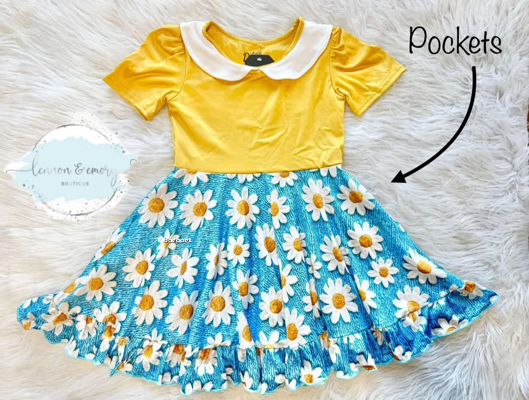 Collared Daisy Twirl Dress