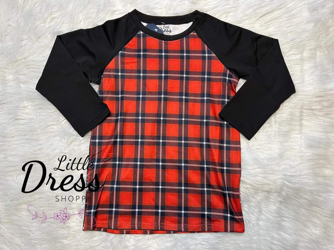 Red Plaid Long Sleeve Tee