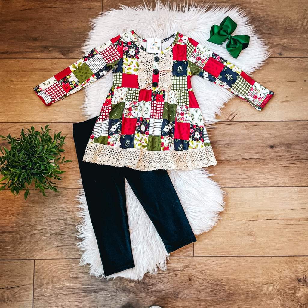 Christmas Patchwork Pant Set