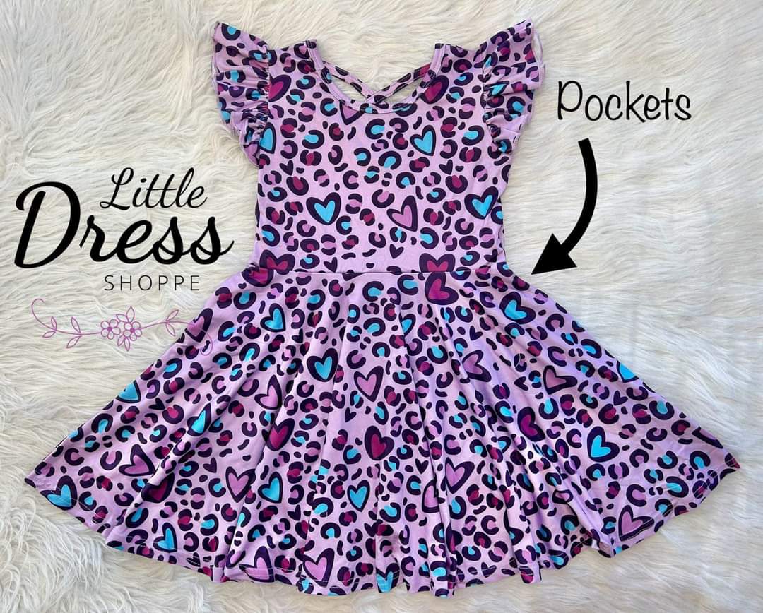 Purple Hearts Twirl Dress