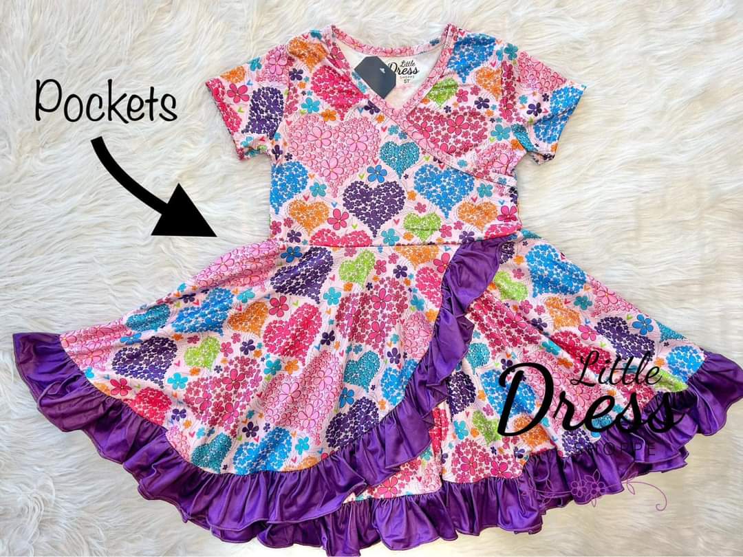 Multi Heart Wrap Dress