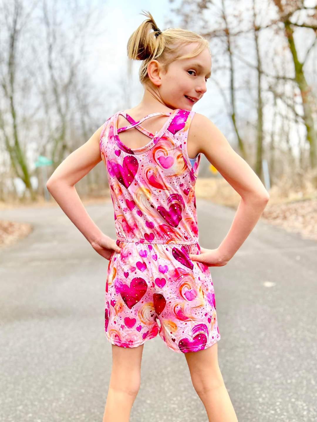 Pink/Gold Heart Romper