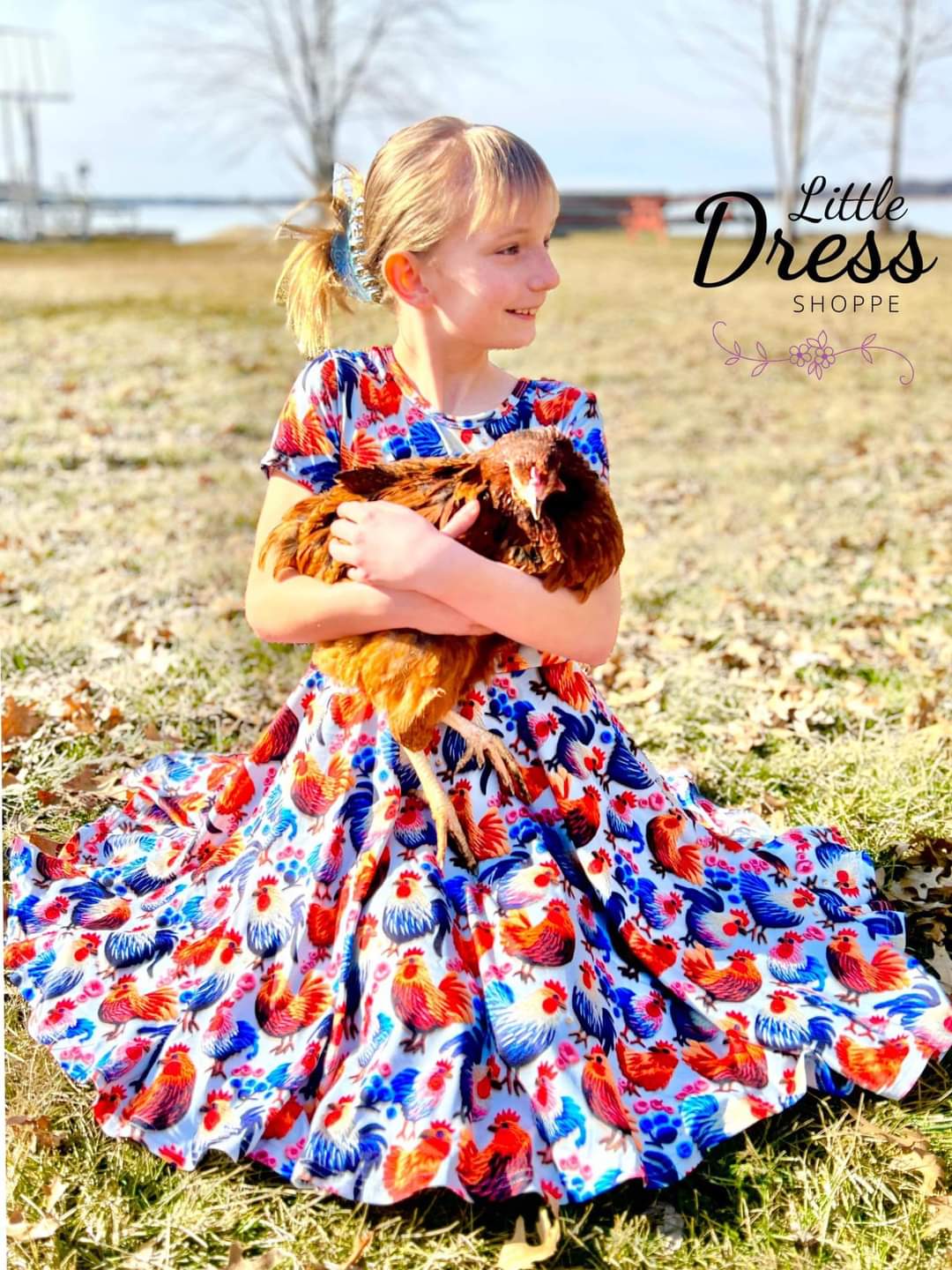 Knitted Chickens Twirl Dress