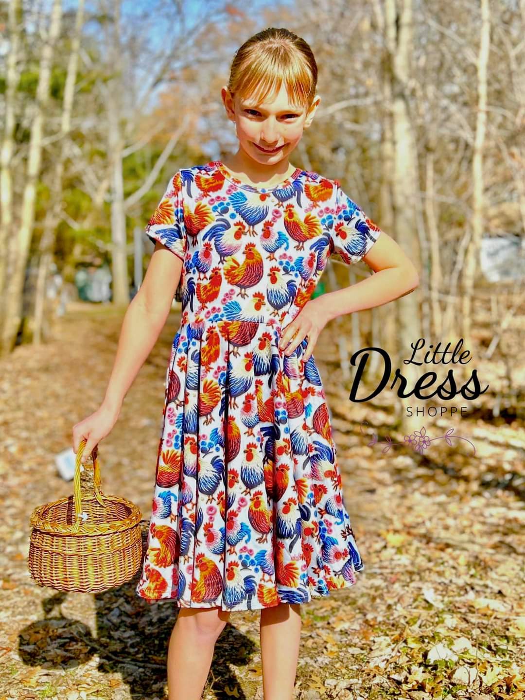Knitted Chickens Twirl Dress