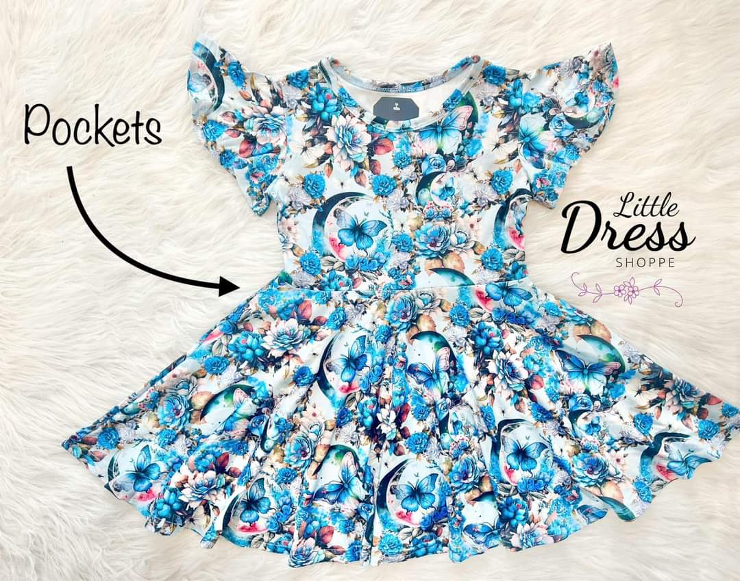 Butterflies and Moons Twirl Dress
