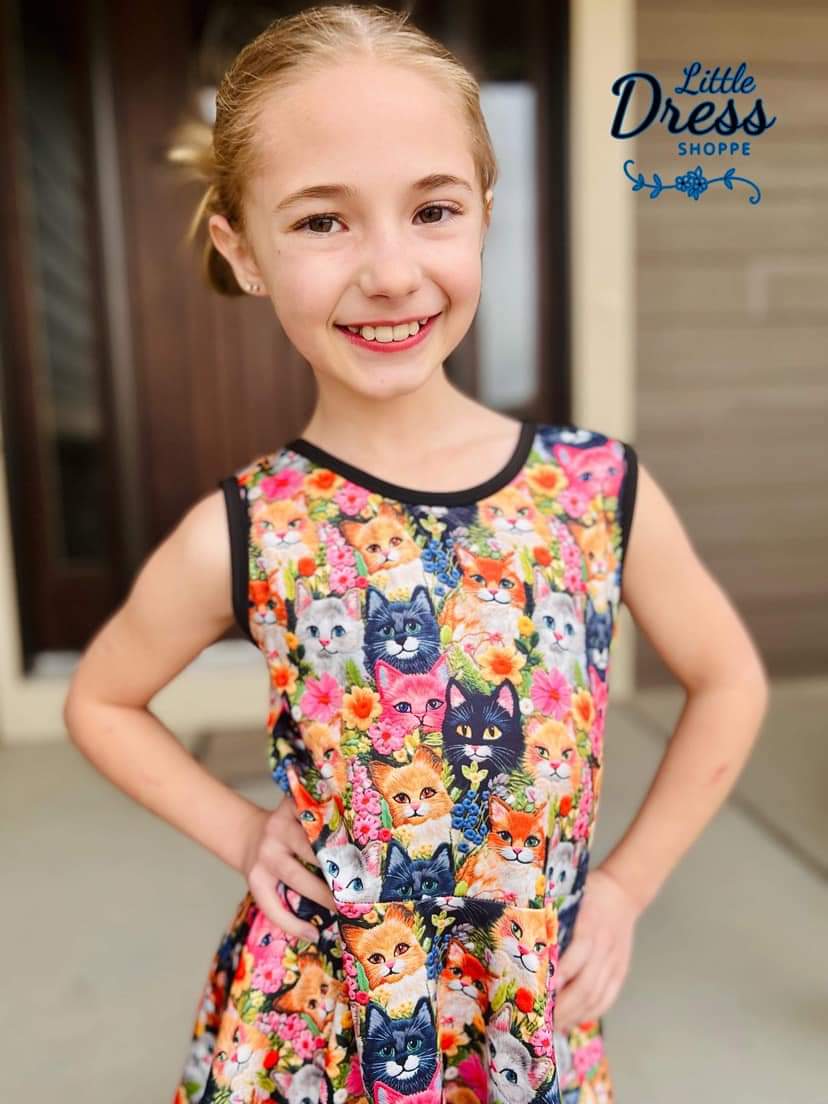 Floral Kitty Twirl Dress