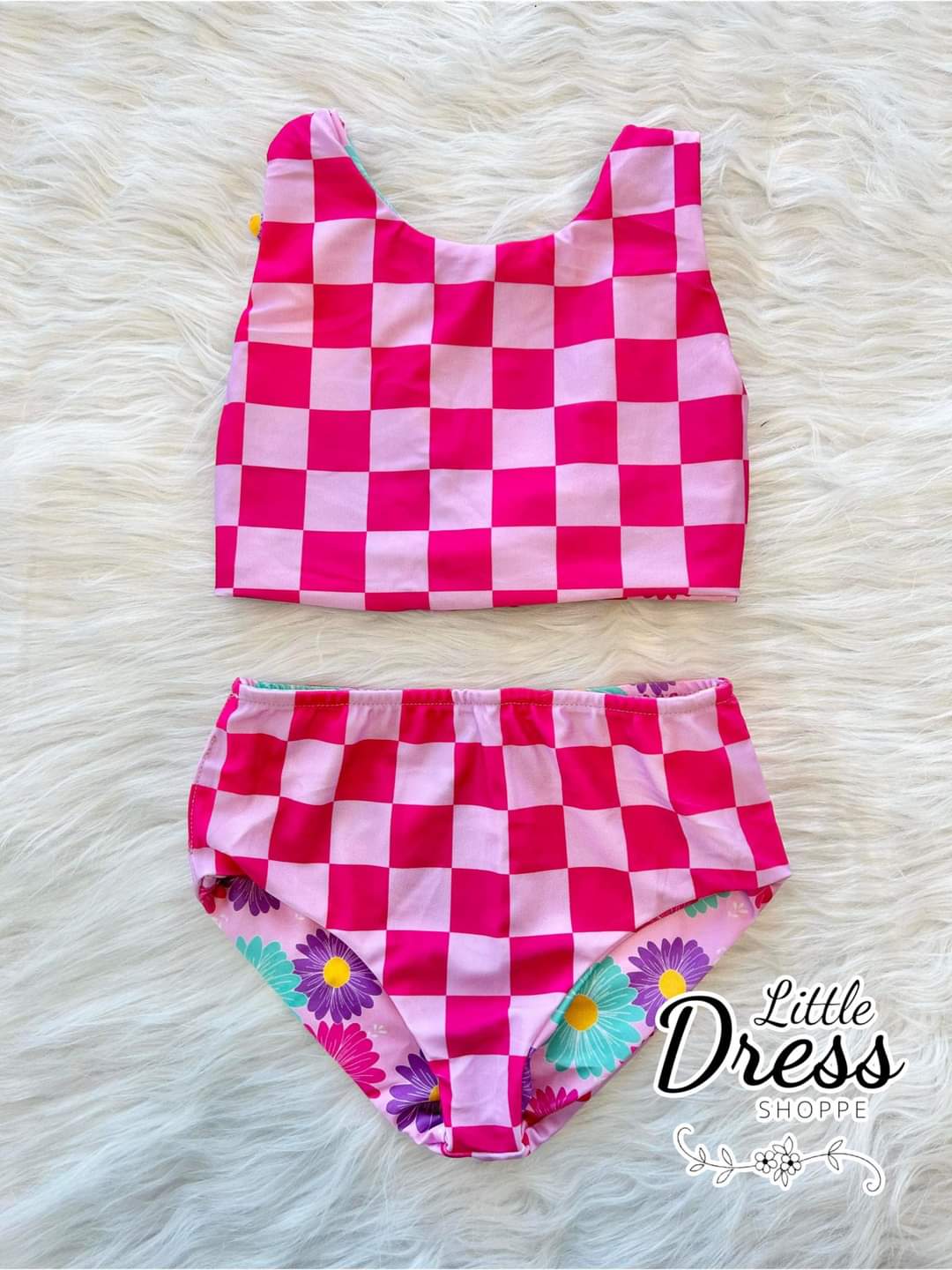 Pink Checkered Reversible Set