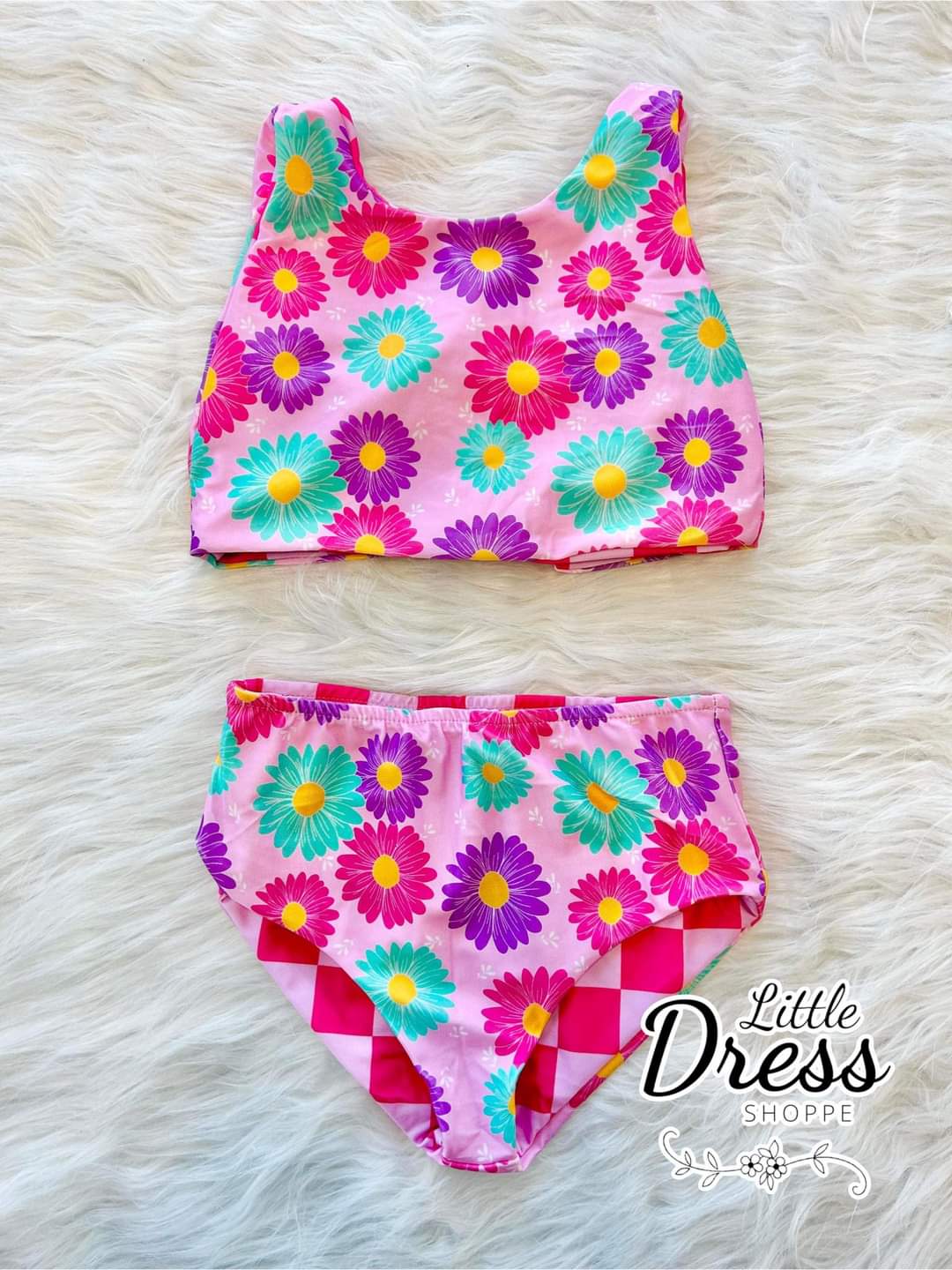 Pink Checkered Reversible Set