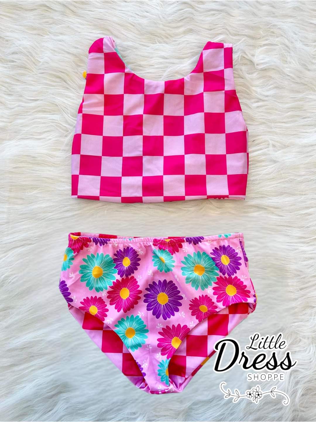 Pink Checkered Reversible Set