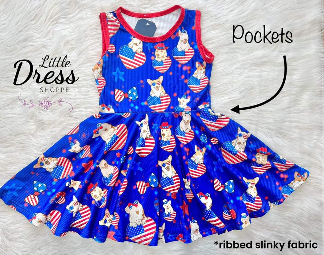 Patriotic Dogs Twirl Dress