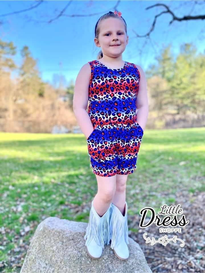 Patriotic Leopard Bamboo Romper
