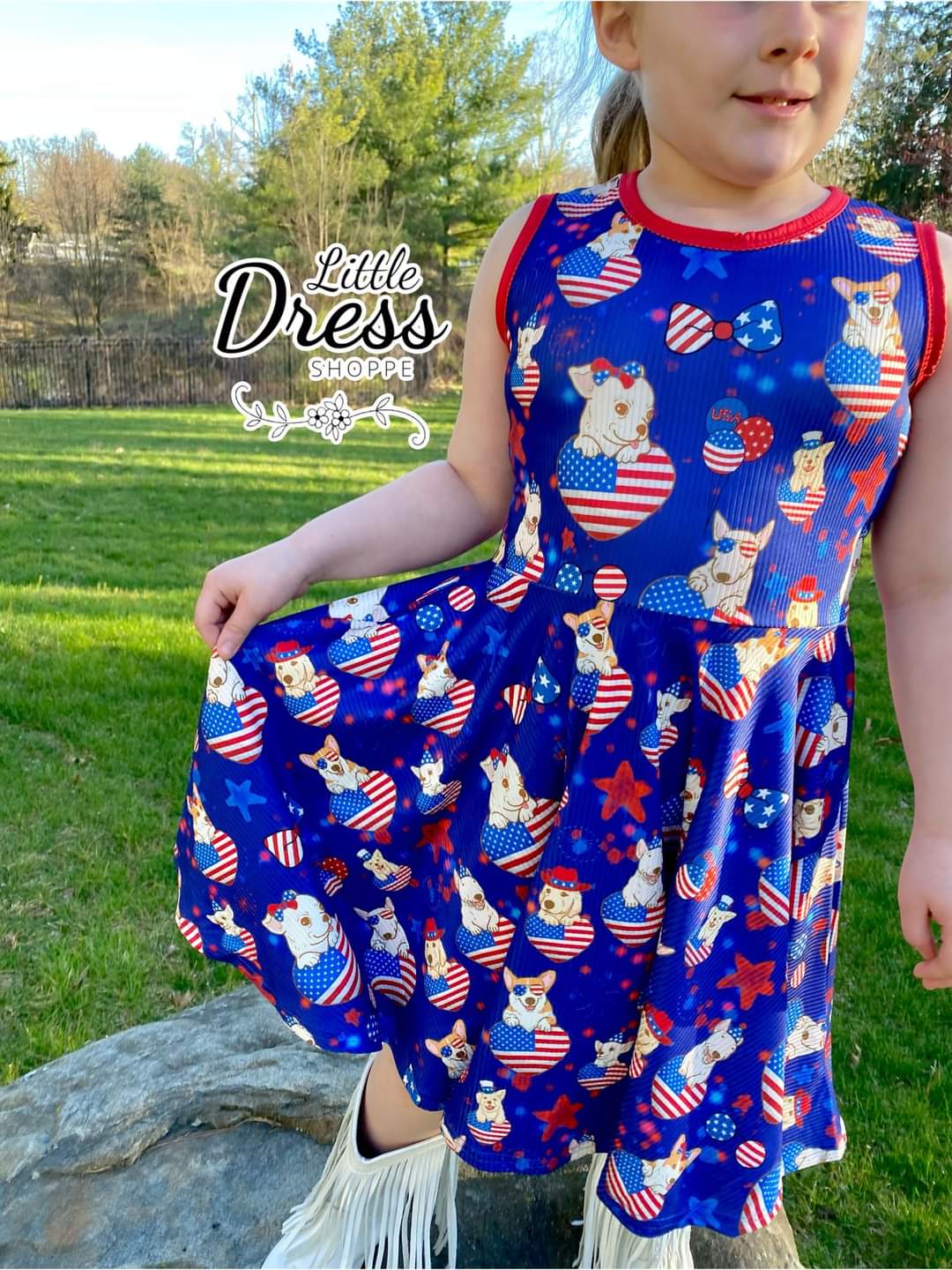 Patriotic Dogs Twirl Dress