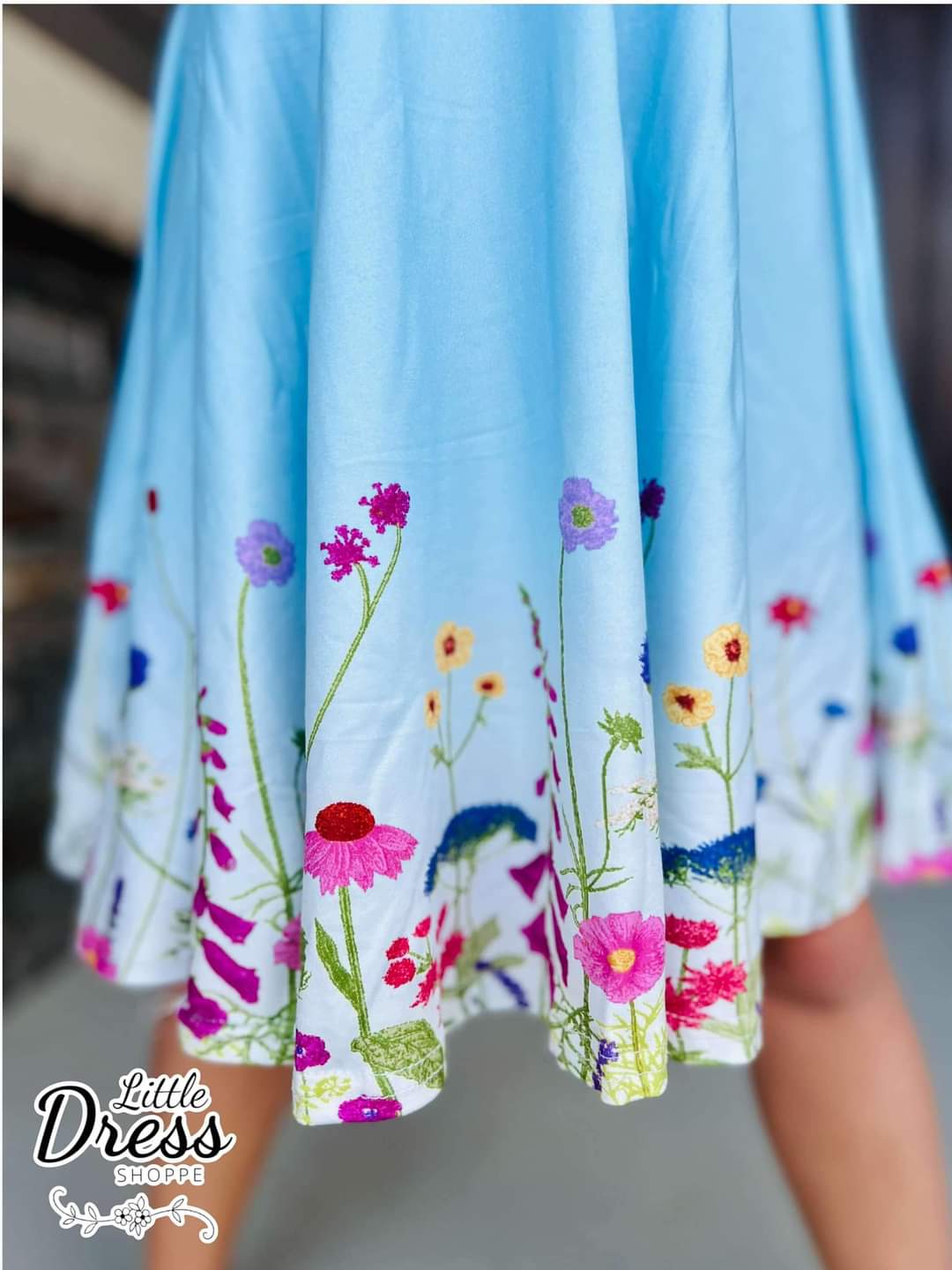 Blue Ombre Floral Twirl Dress