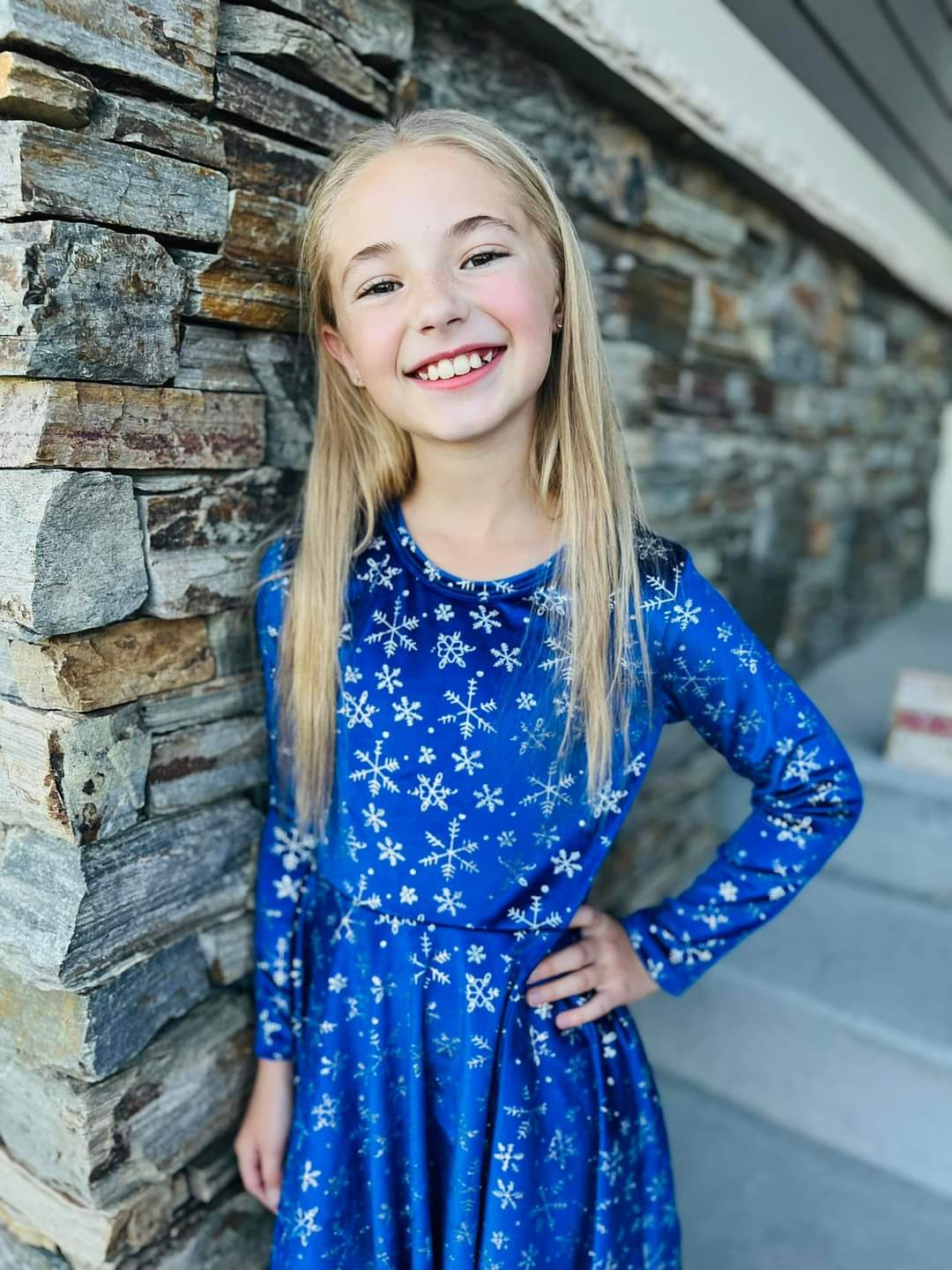 Blue Velvet Snowflake Twirl Dress