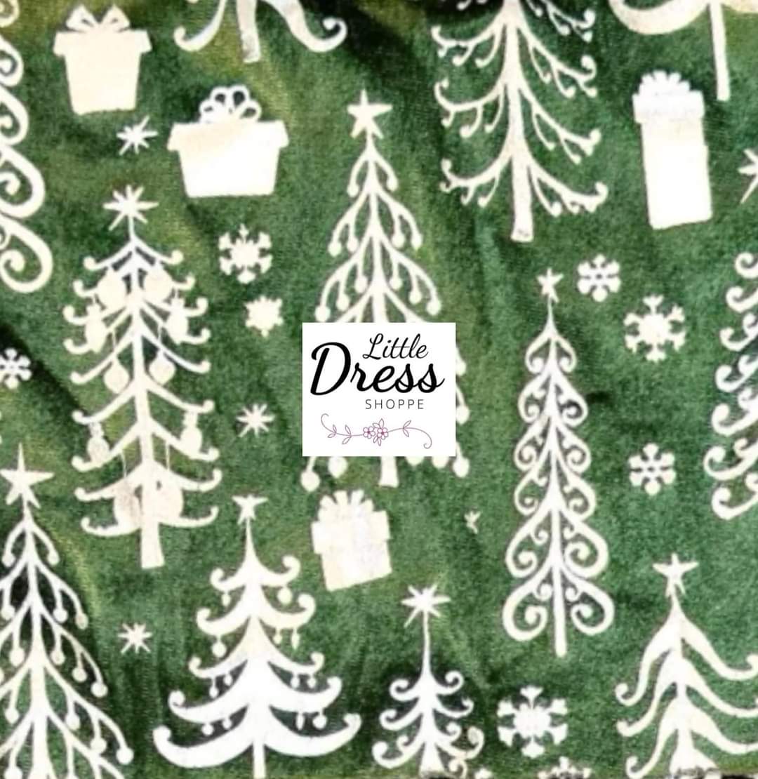 Moss Green Velvet Tree Twirl Dress