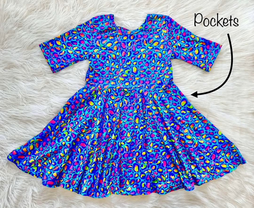 Rainbow Leopard Twirl Dress