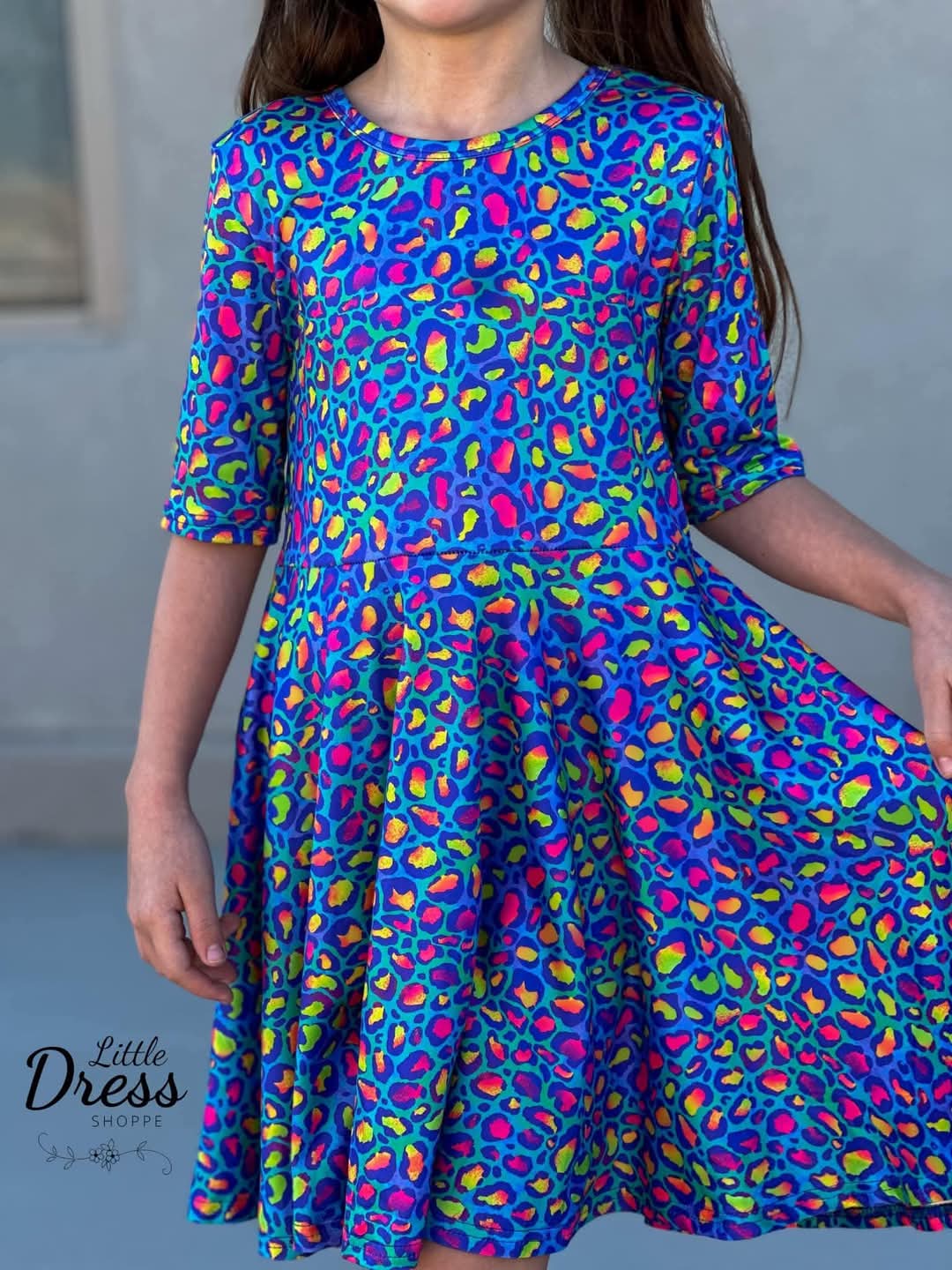 Rainbow Leopard Twirl Dress