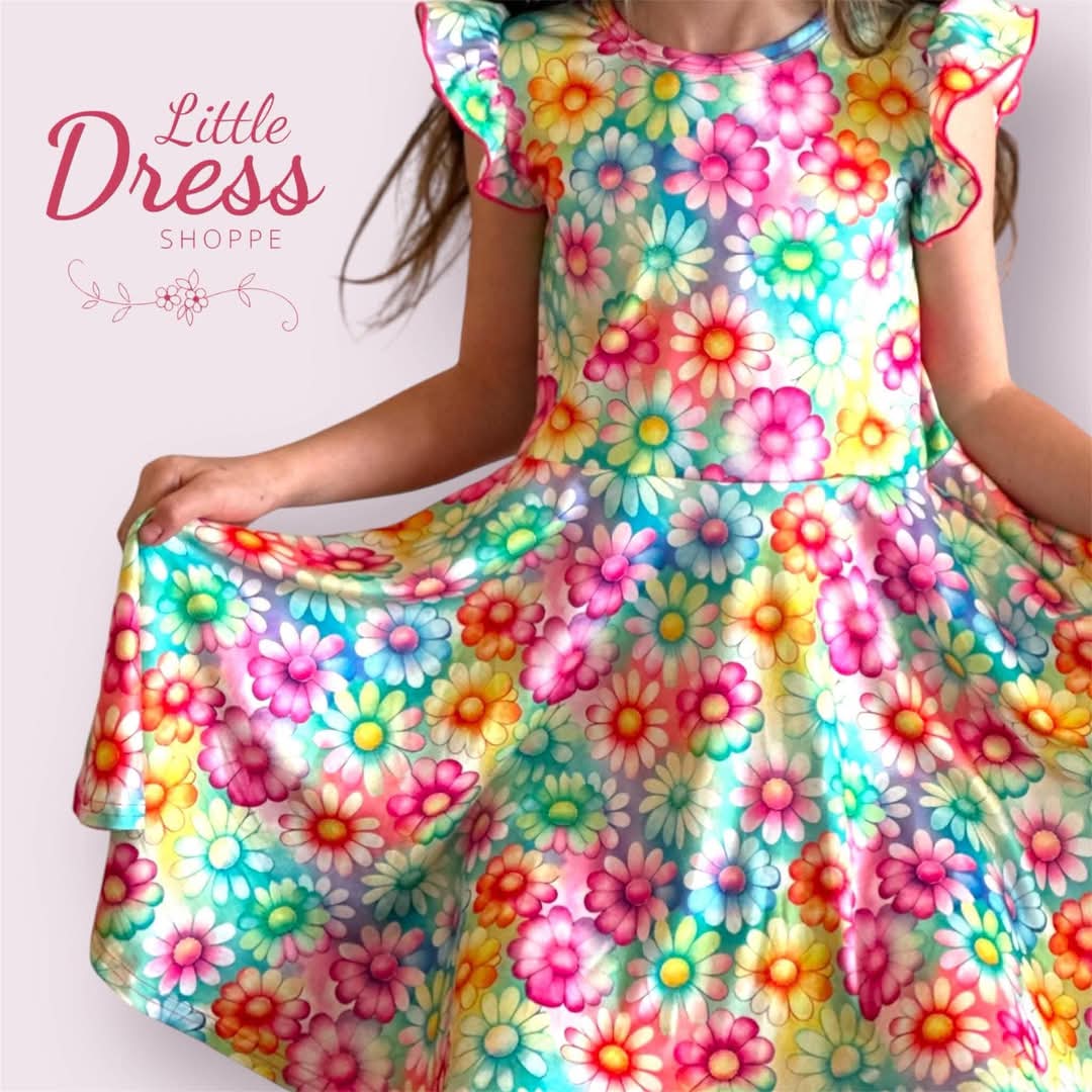 Rainbow Daisy Twirl Dress