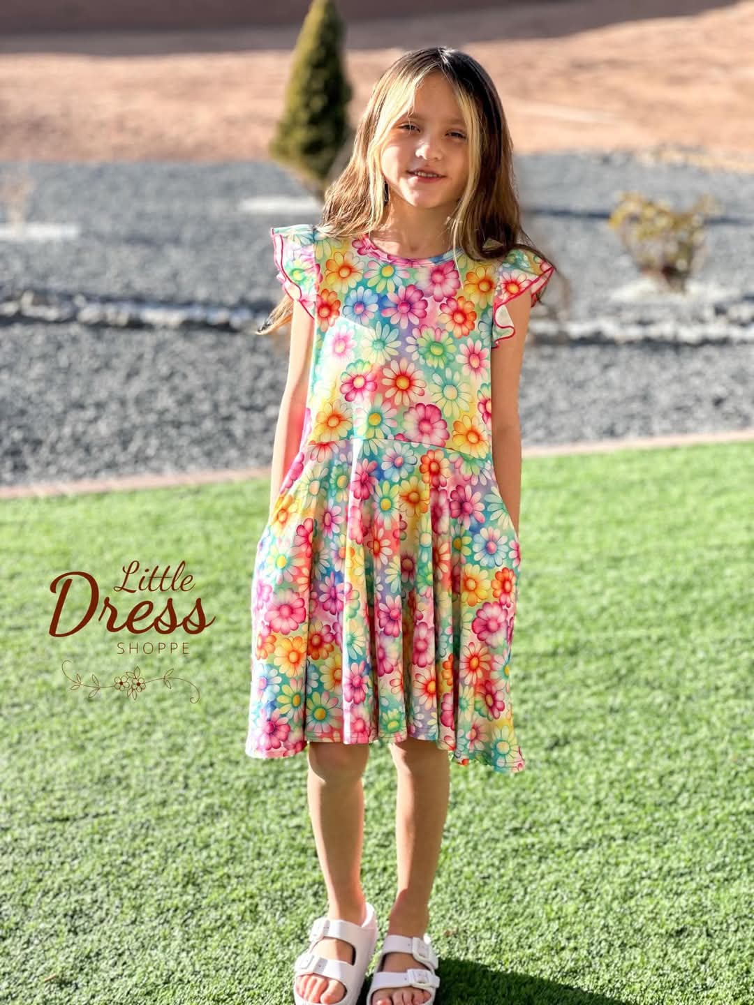 Rainbow Daisy Twirl Dress
