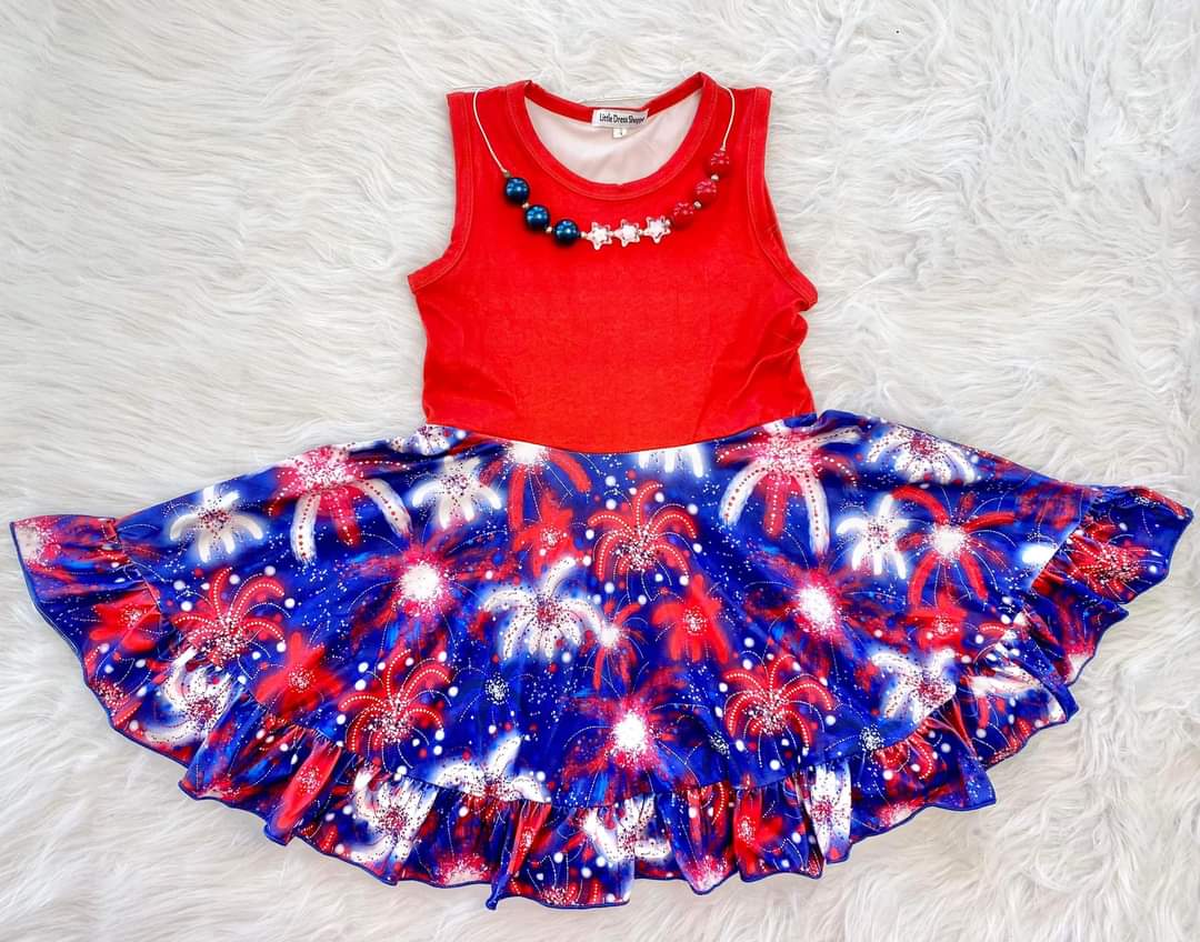 Red Firework Twirl Dress