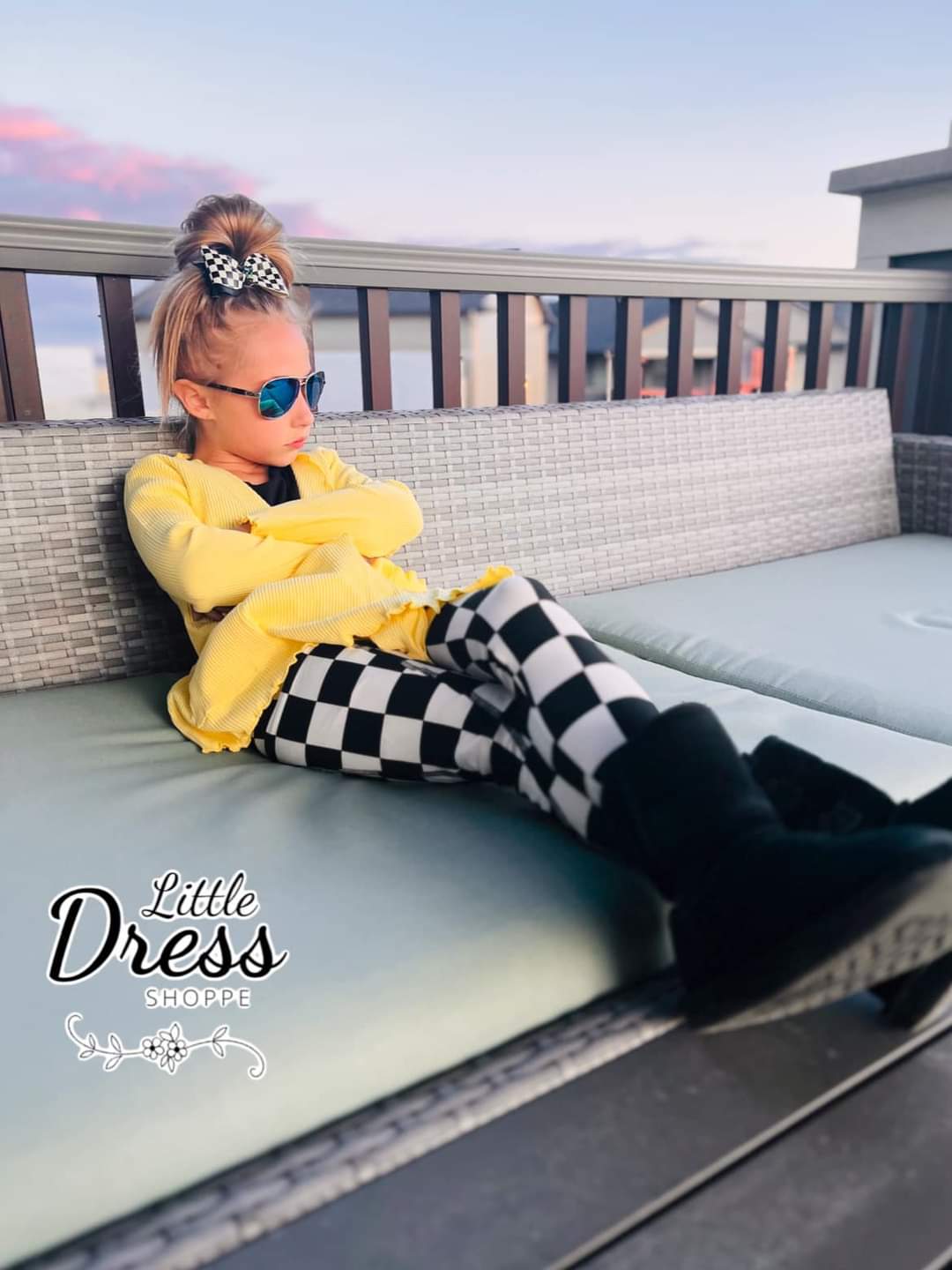 Black/White Checkered Pocket Legging