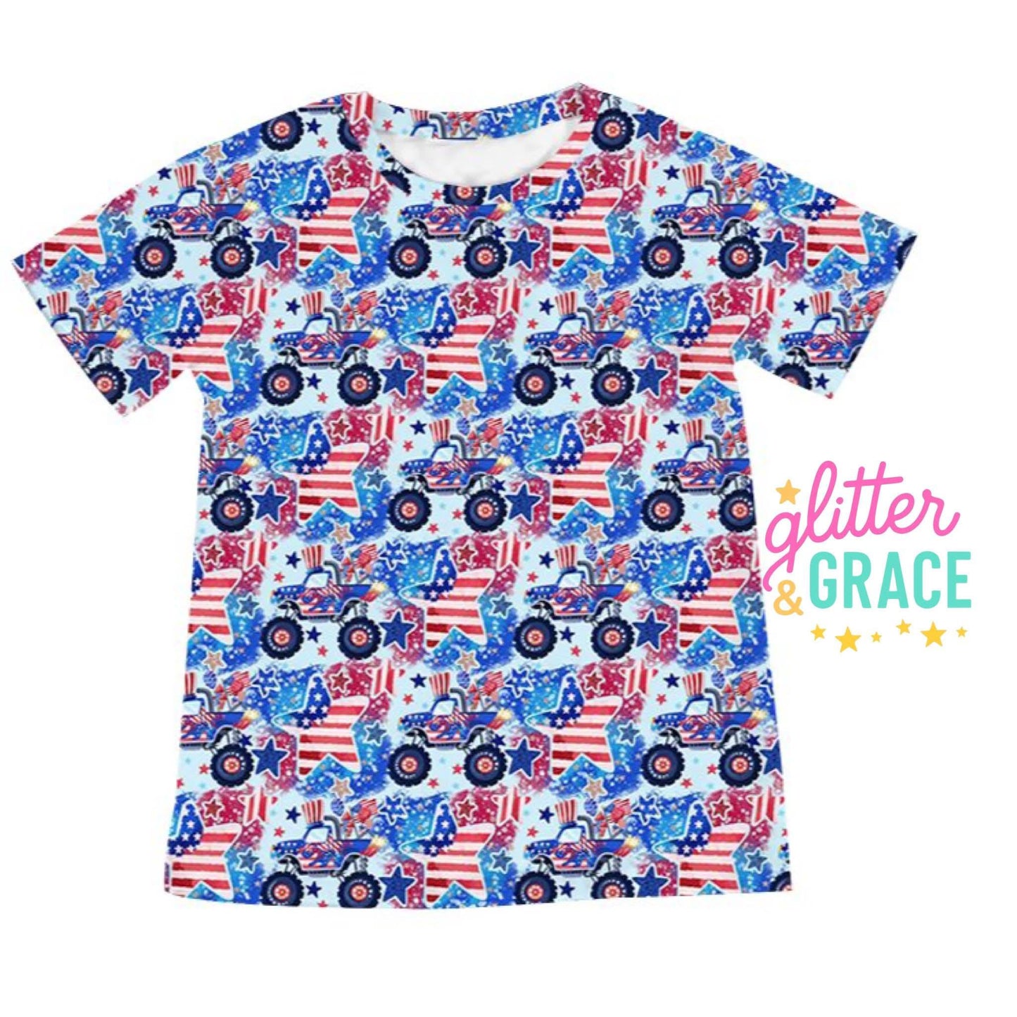 Patriotic Monster Truck Bamboo Tee (Pre-Order)