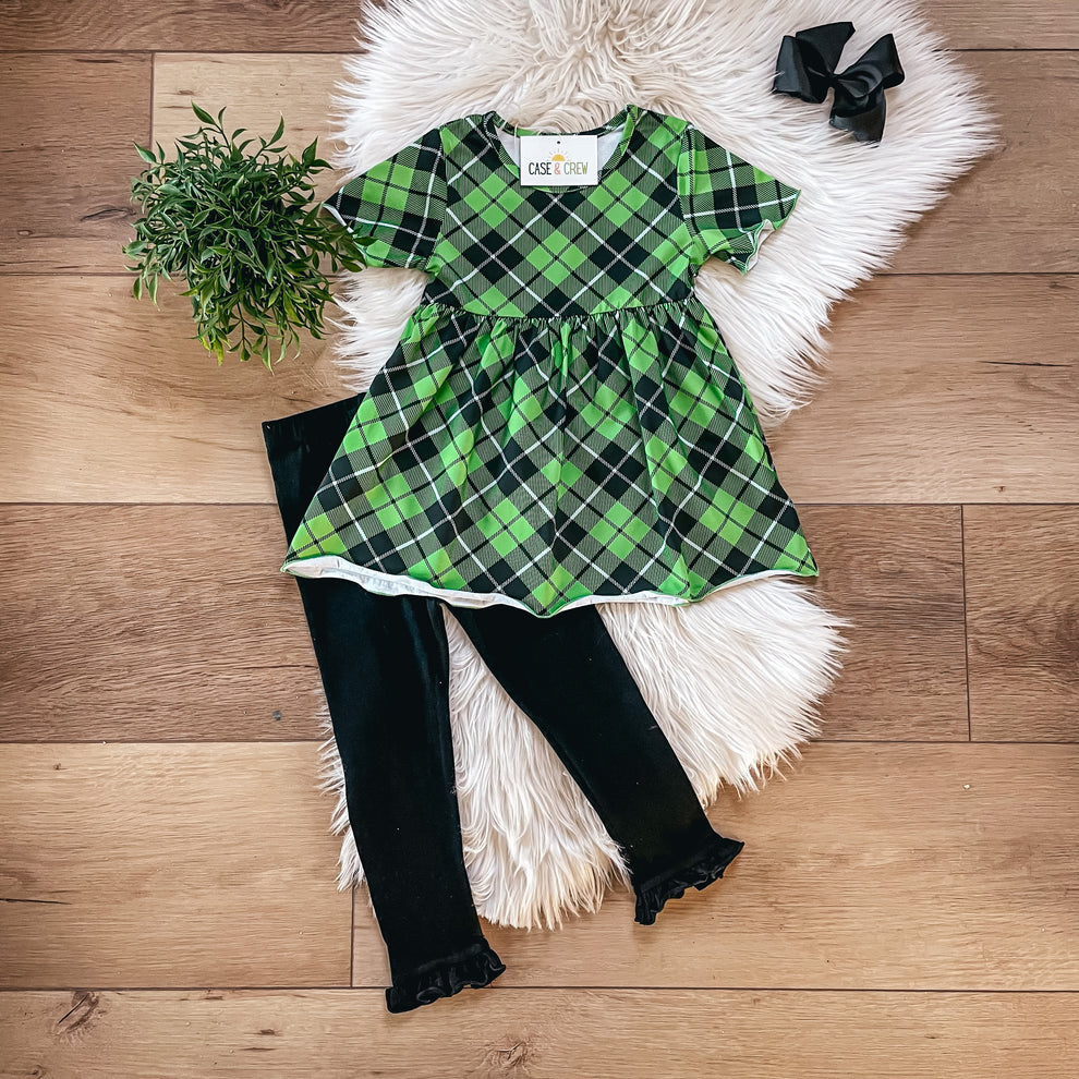 Green Tartan Pant Set