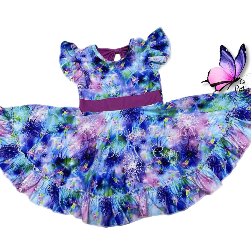 Wishing Flower Bow Back Twirl Dress