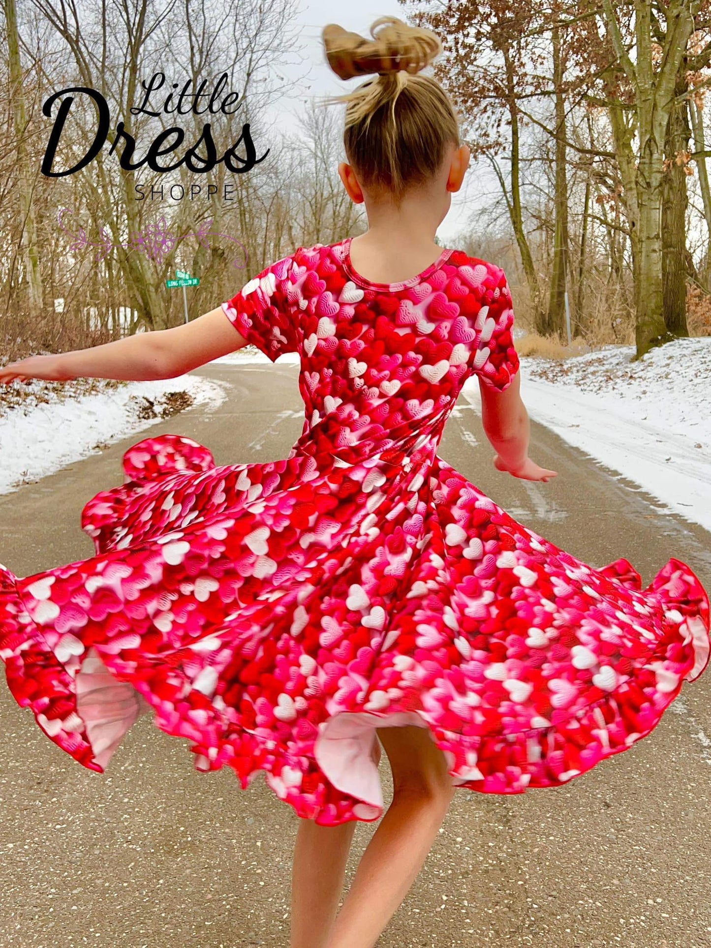 3D Knit Hearts Twirl Dress