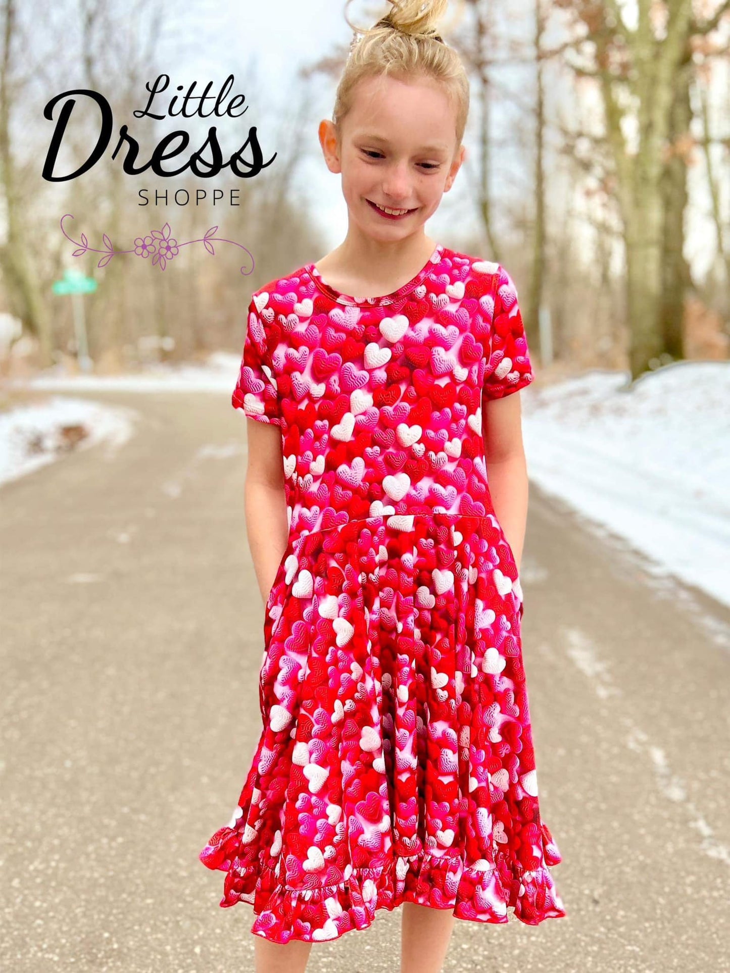 3D Knit Hearts Twirl Dress