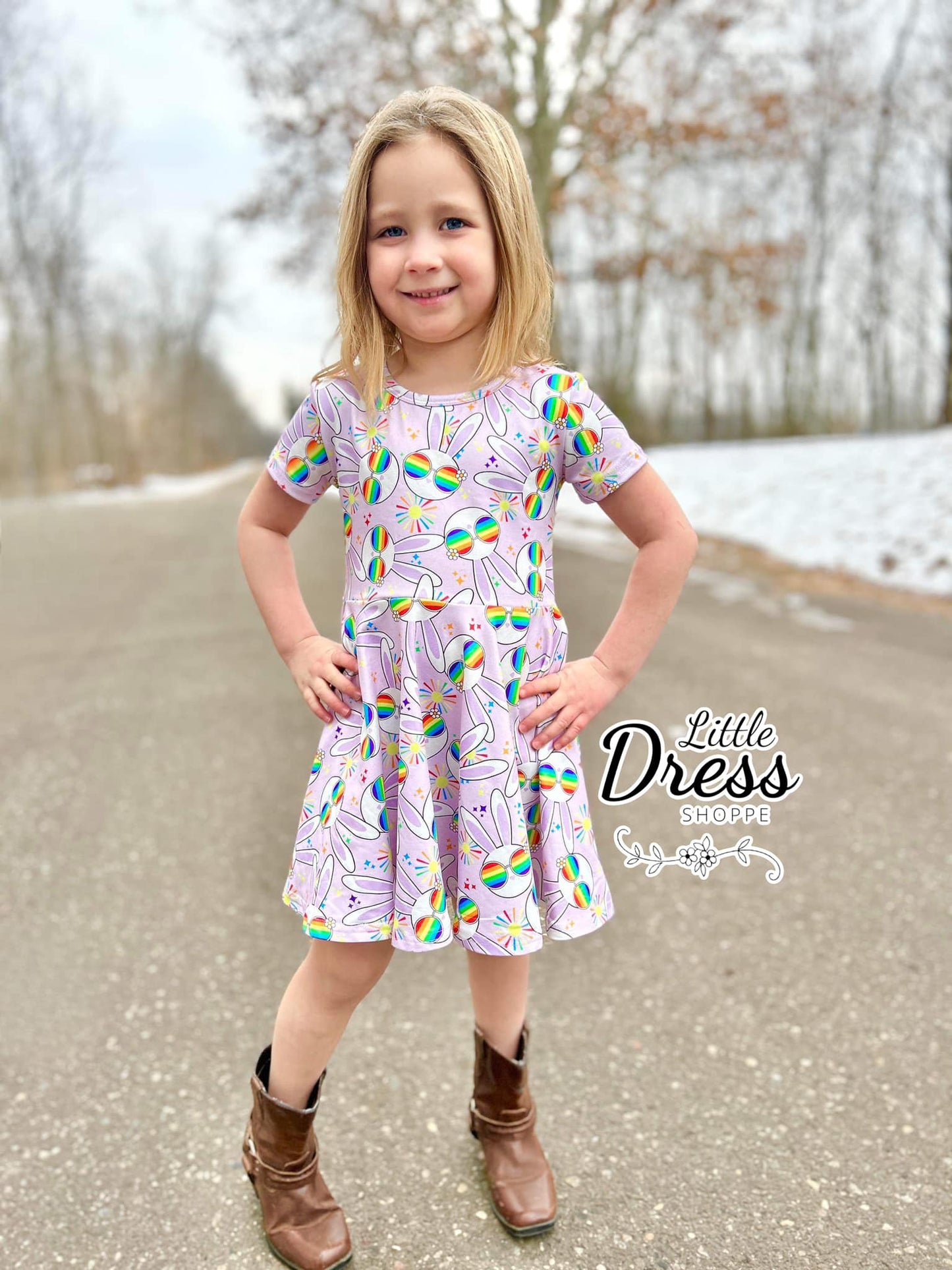 Rainbow Sunnies Bunny Twirl Dress