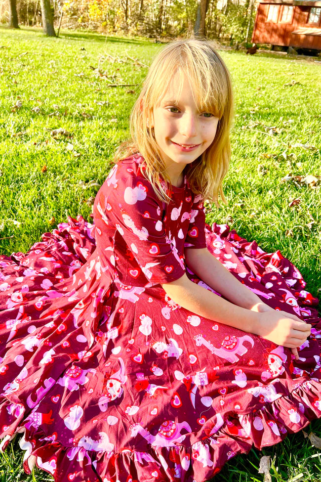 Dino Heart Twirl Dress