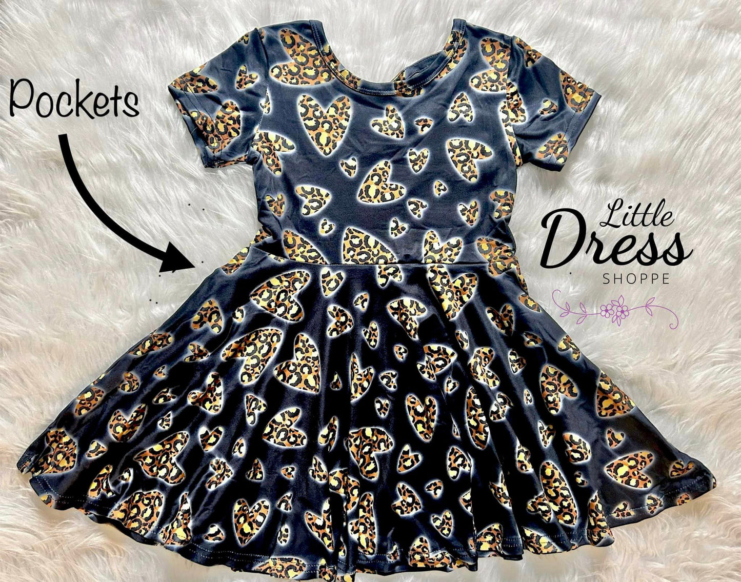 Leopard Heart Twirl Dress