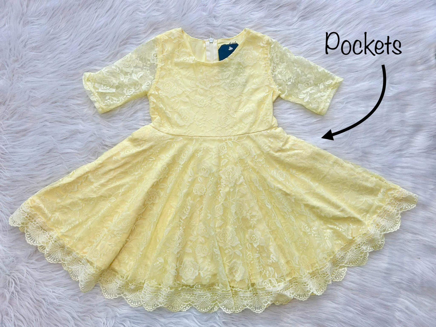 Pastel Yellow Lace Twirl Dress