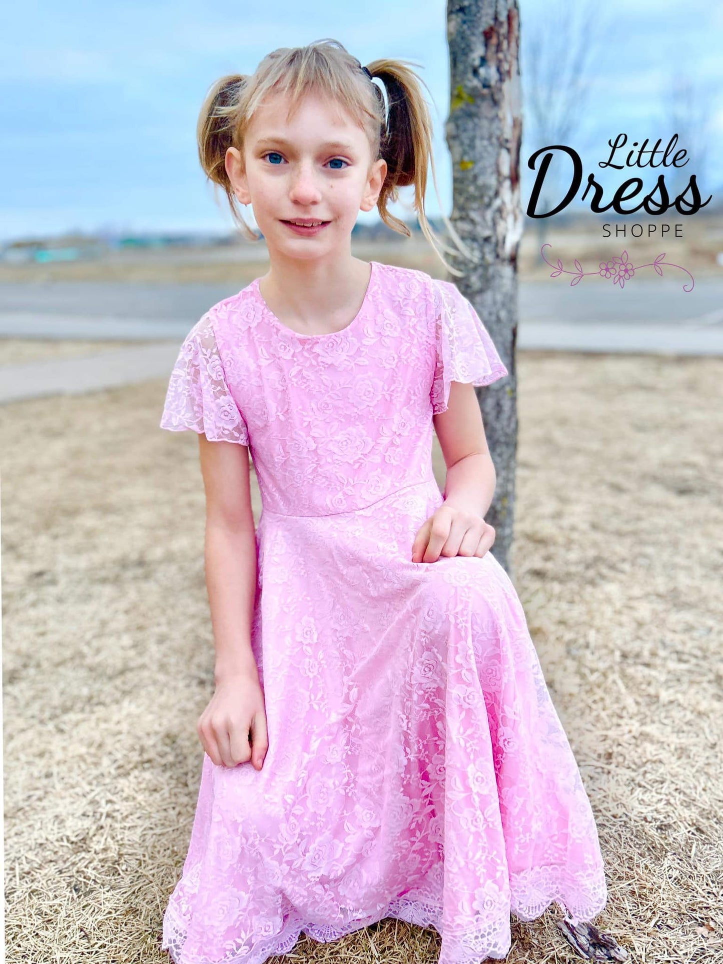 Pastel Pink Lace Twirl Dress
