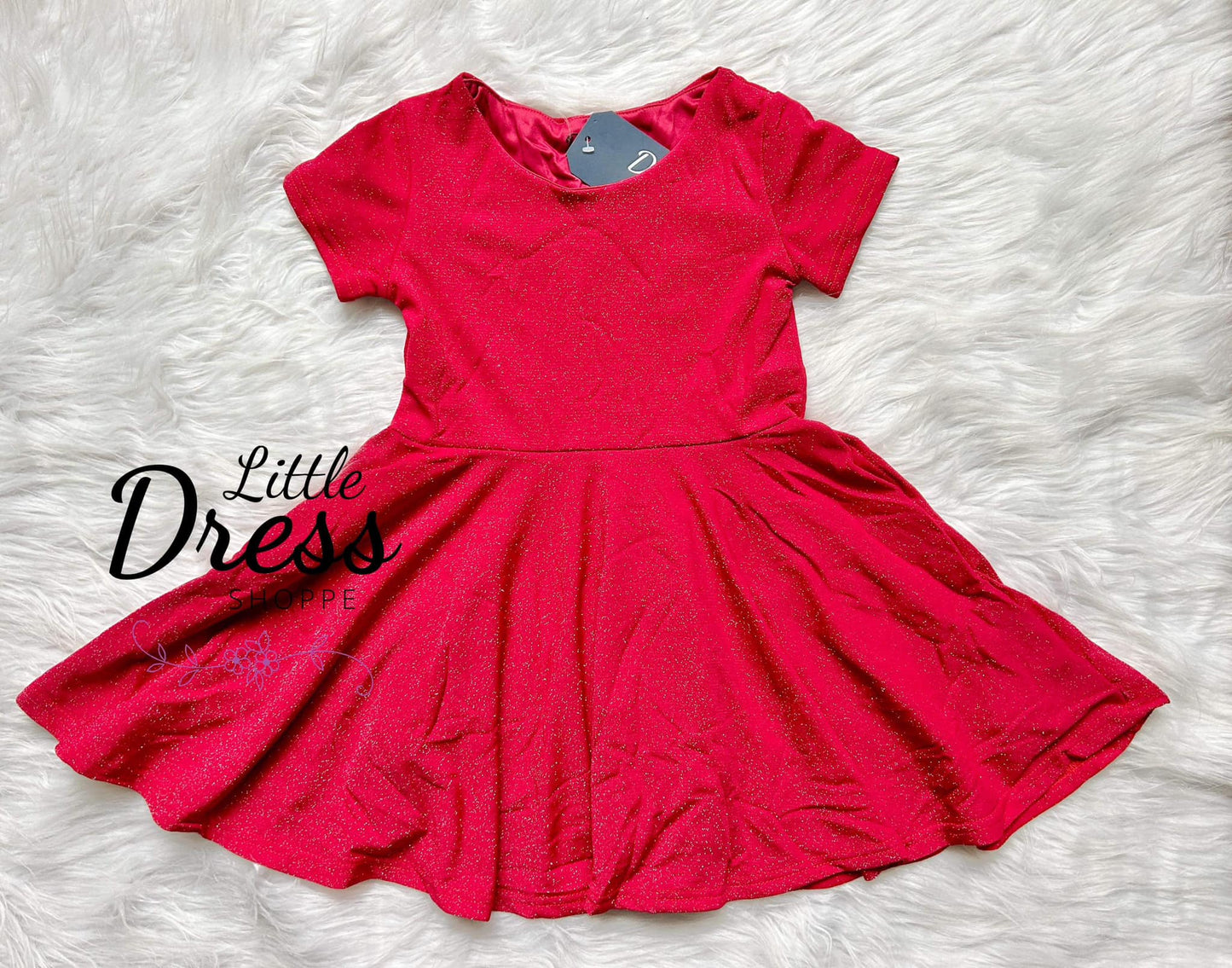 Red Shimmer Twirl Dress