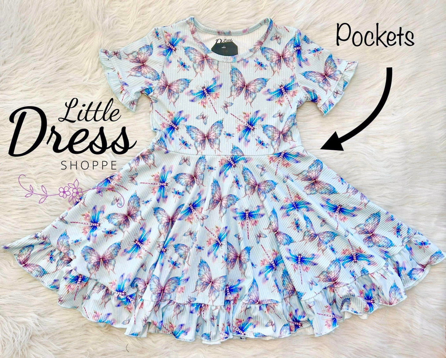 Ribbed Butterfly Twirl Dress