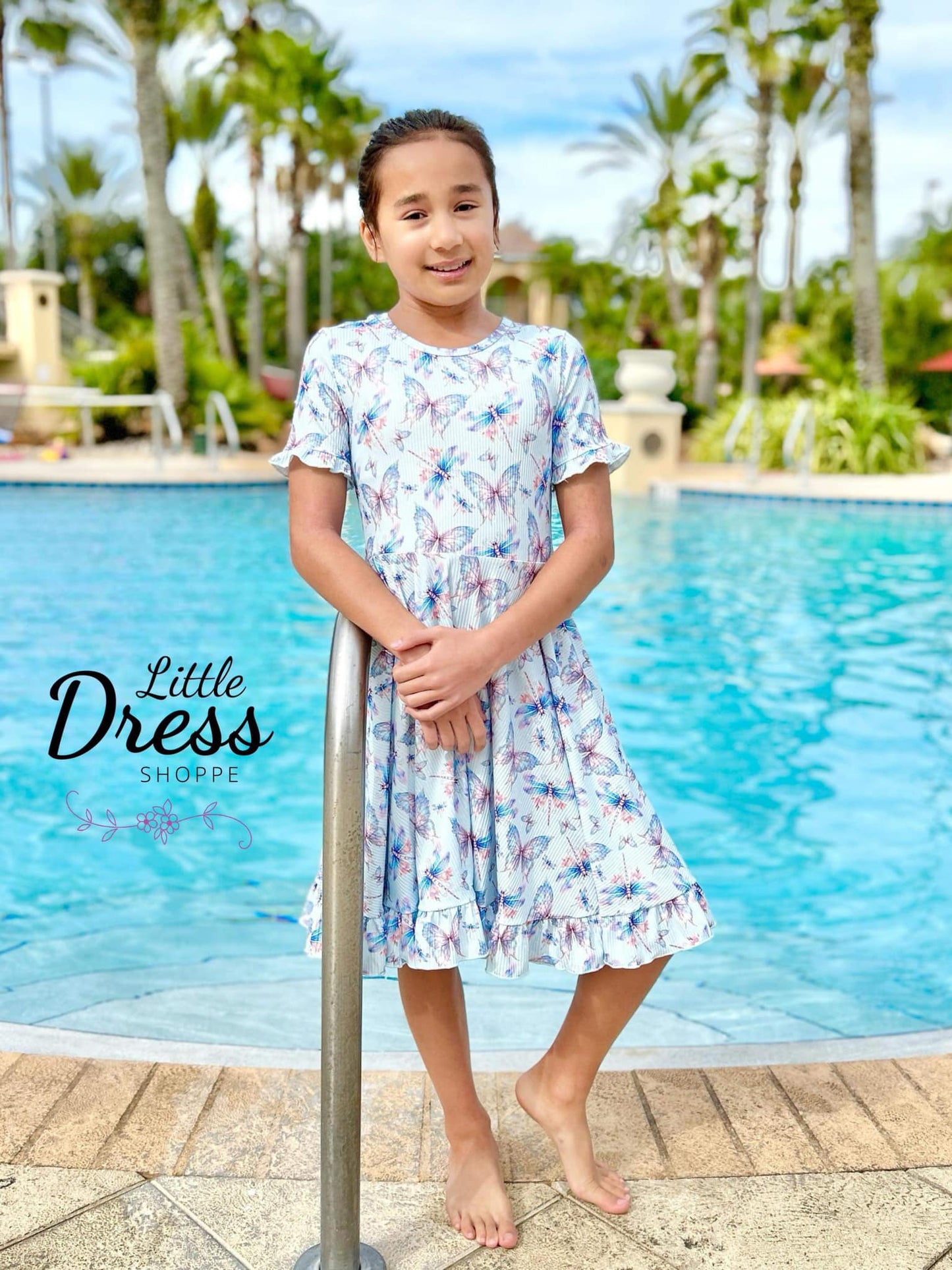 Ribbed Butterfly Twirl Dress