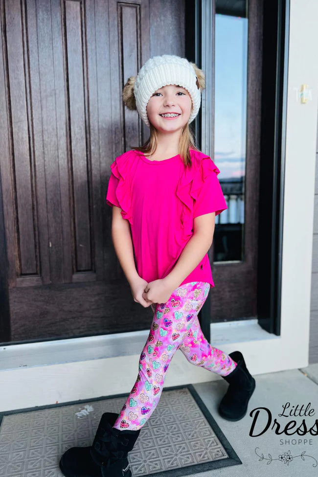 Sparkle Pink Heart Pocket Legging