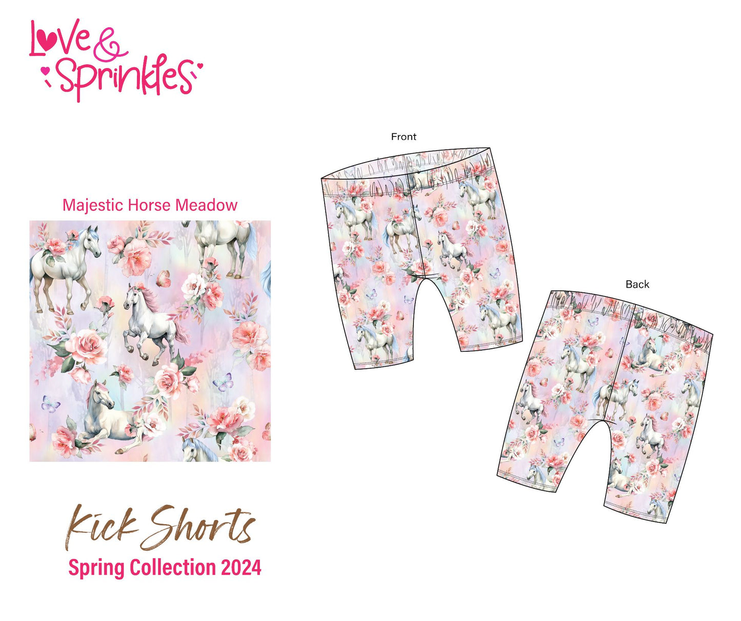 Love & Sprinkles Majestic Horse Meadow Twirl Shorts