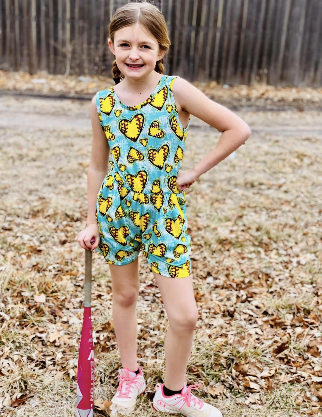 Teal Softball Romper