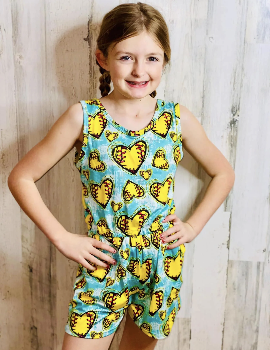 Teal Softball Romper
