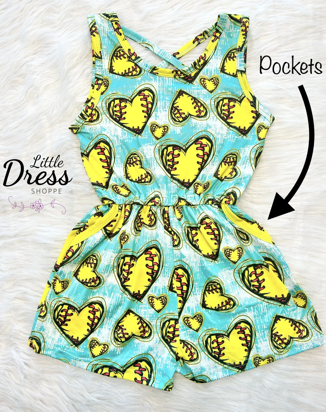 Teal Softball Romper