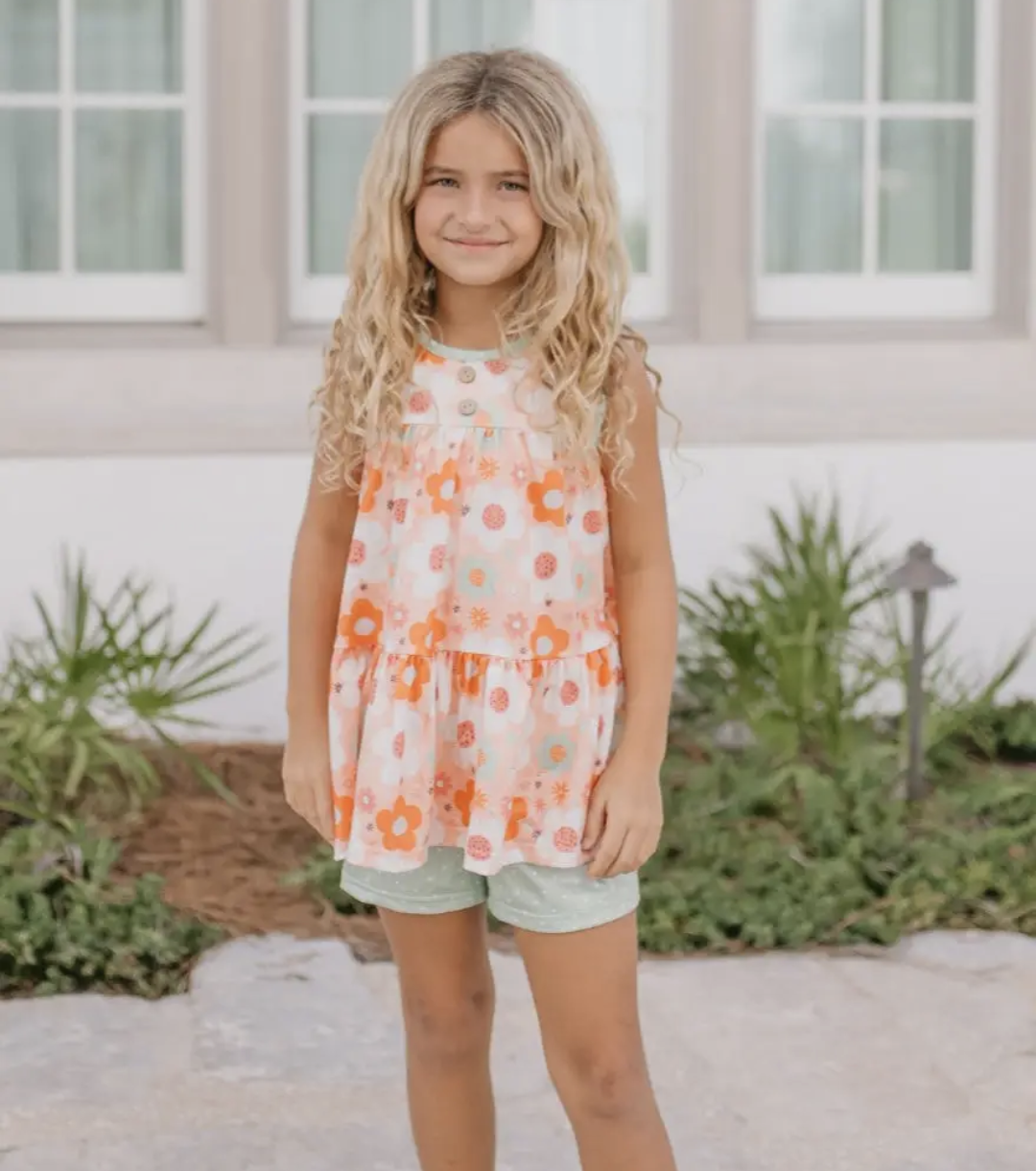 Retro Flower Short Set