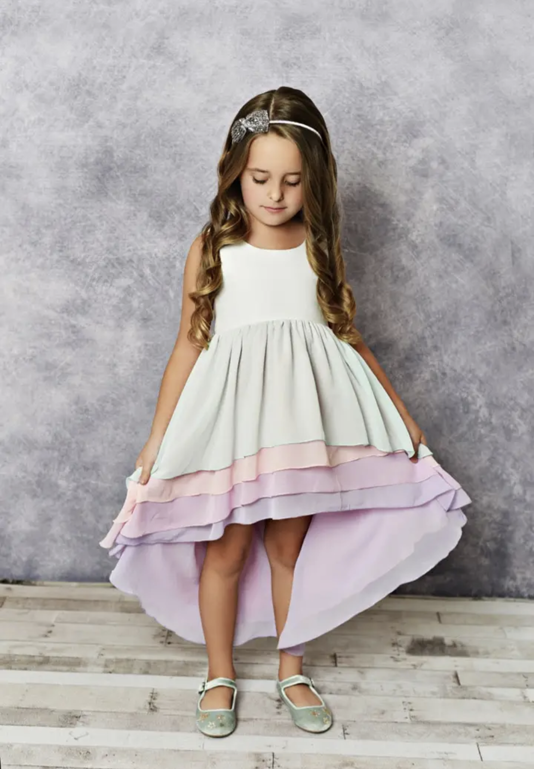 Hi-Lo Frills Pastel Ombre Dress