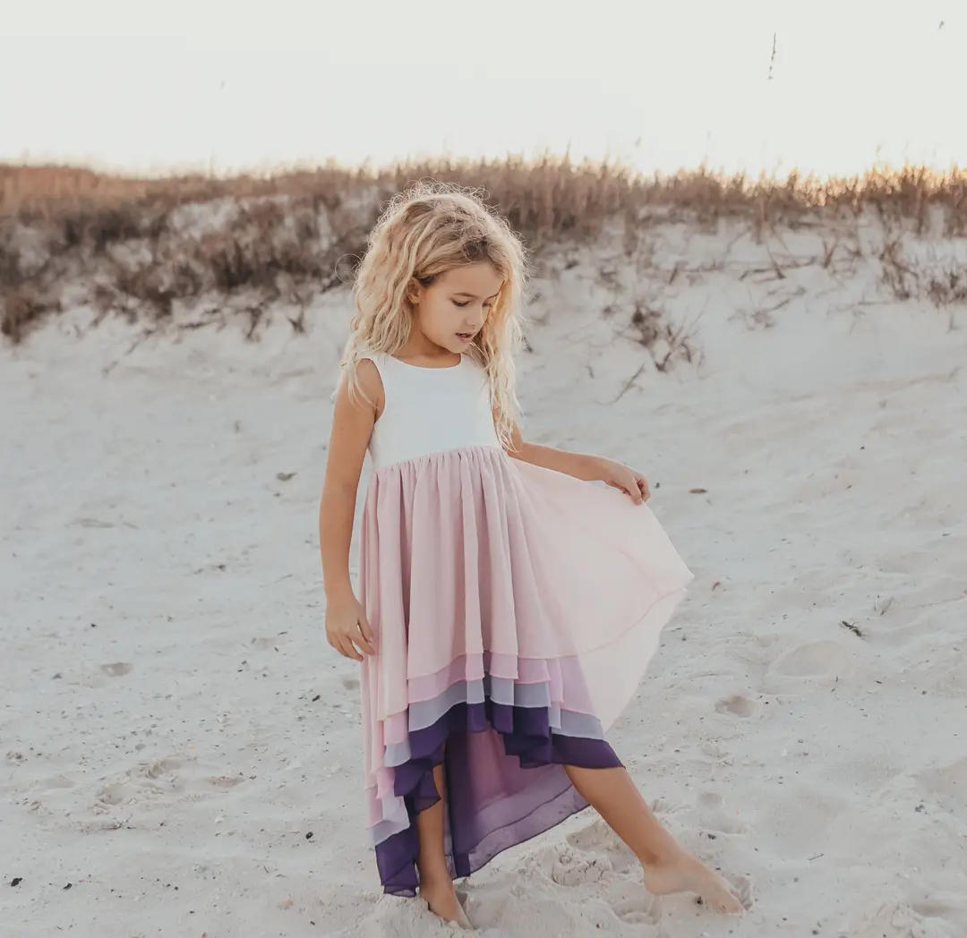 Hi-Lo Frills Lavender Ombre Dress
