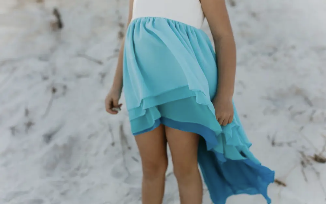 Hi-Lo Frills Blue Ombre Dress