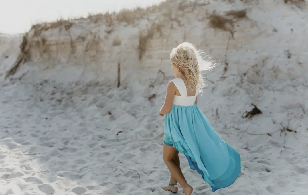 Hi-Lo Frills Blue Ombre Dress