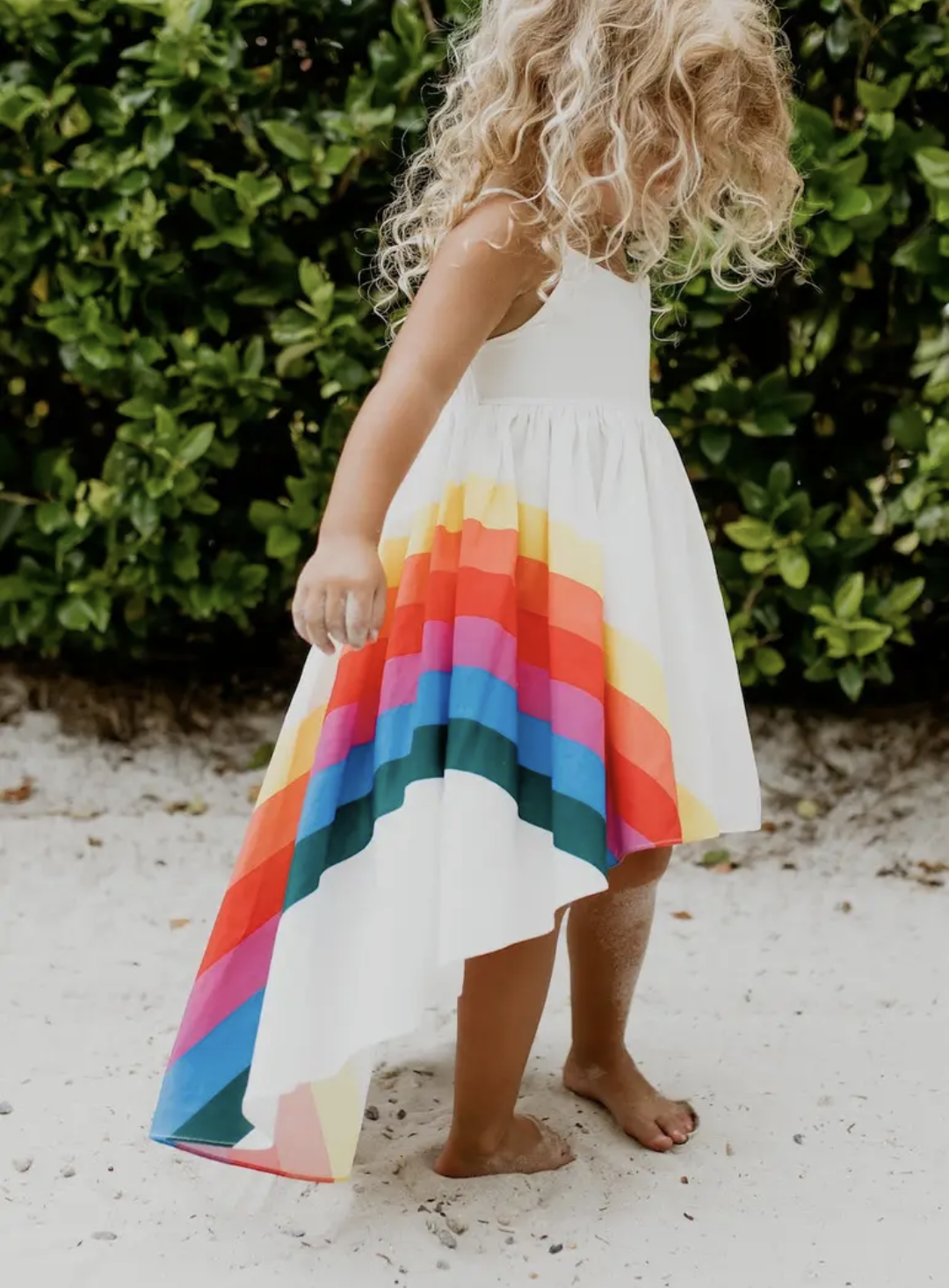 Vivid Rainbow Hi-Lo Halter Dress