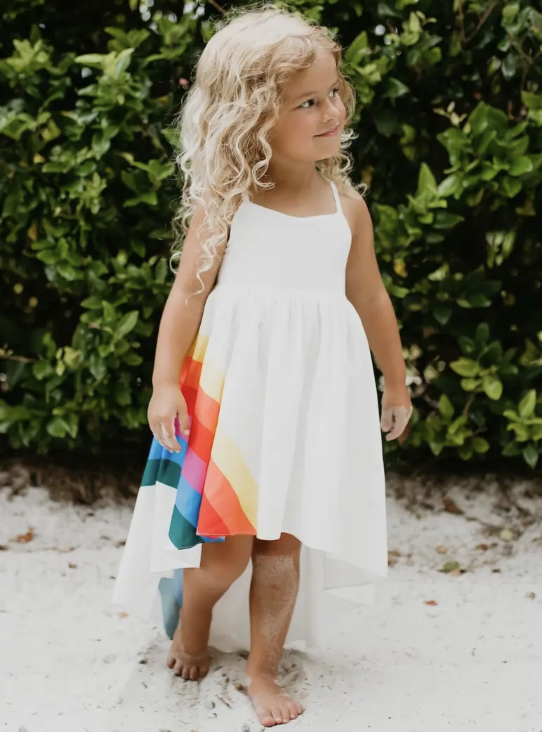 Vivid Rainbow Hi-Lo Halter Dress
